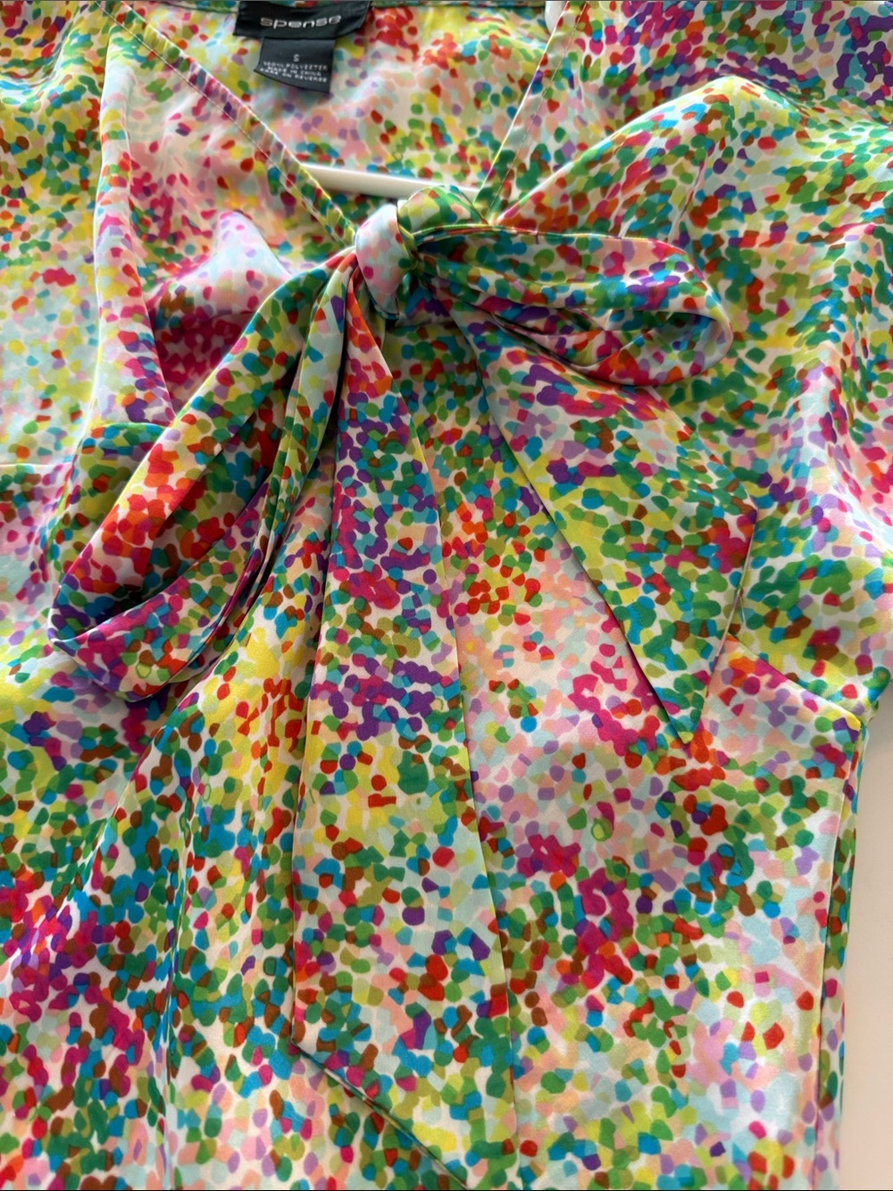 Spense Multicolor Confetti Tie-Neck Blouse - Picture 3 of 3